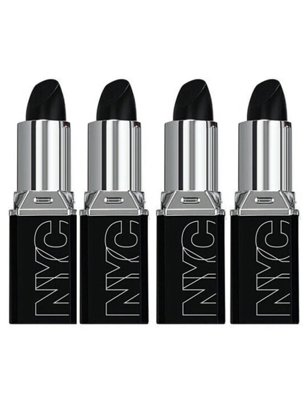 Lot of 4: New NYC Ultra Last Lipwear Lipstick in 0156-02 Blackula (Black,Sealed)
